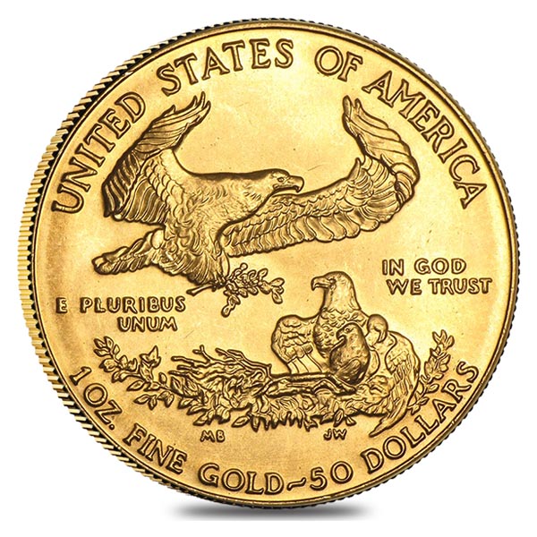 1 oz Gold American Eagle $50 Coin (Abrasions, Random Year) thumbnail 2