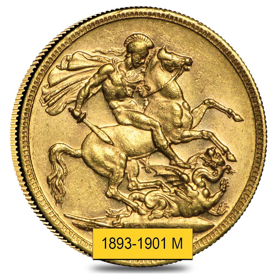 1893-1901-M Australia Gold Sovereign Victoria Veil Head Avg Circ thumbnail 2