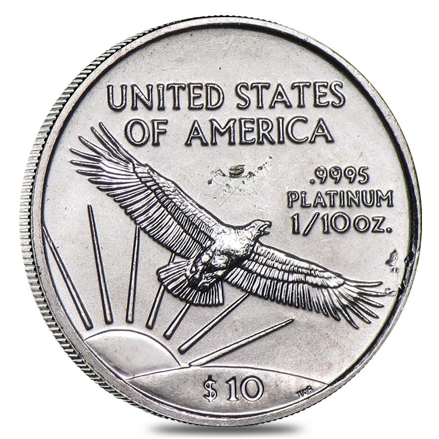 1/10 oz Platinum American Eagle (Abrasions,Random Year) thumbnail 2