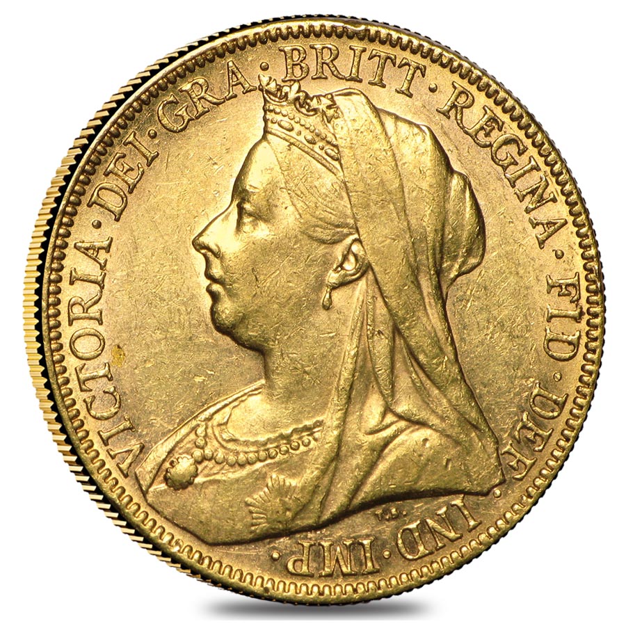 1893-1901-M Australia Gold Sovereign Victoria Veil Head Avg Circ