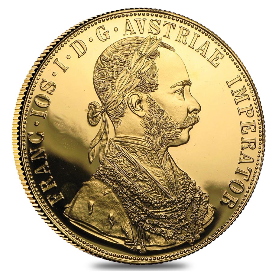 1915 Austrian 4 Ducat Gold Restrike AU/BU