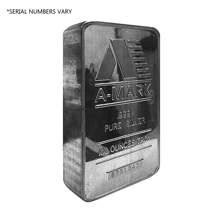100 oz A-Mark Vintage Pressed Silver Bar .999 Fine thumbnail 2