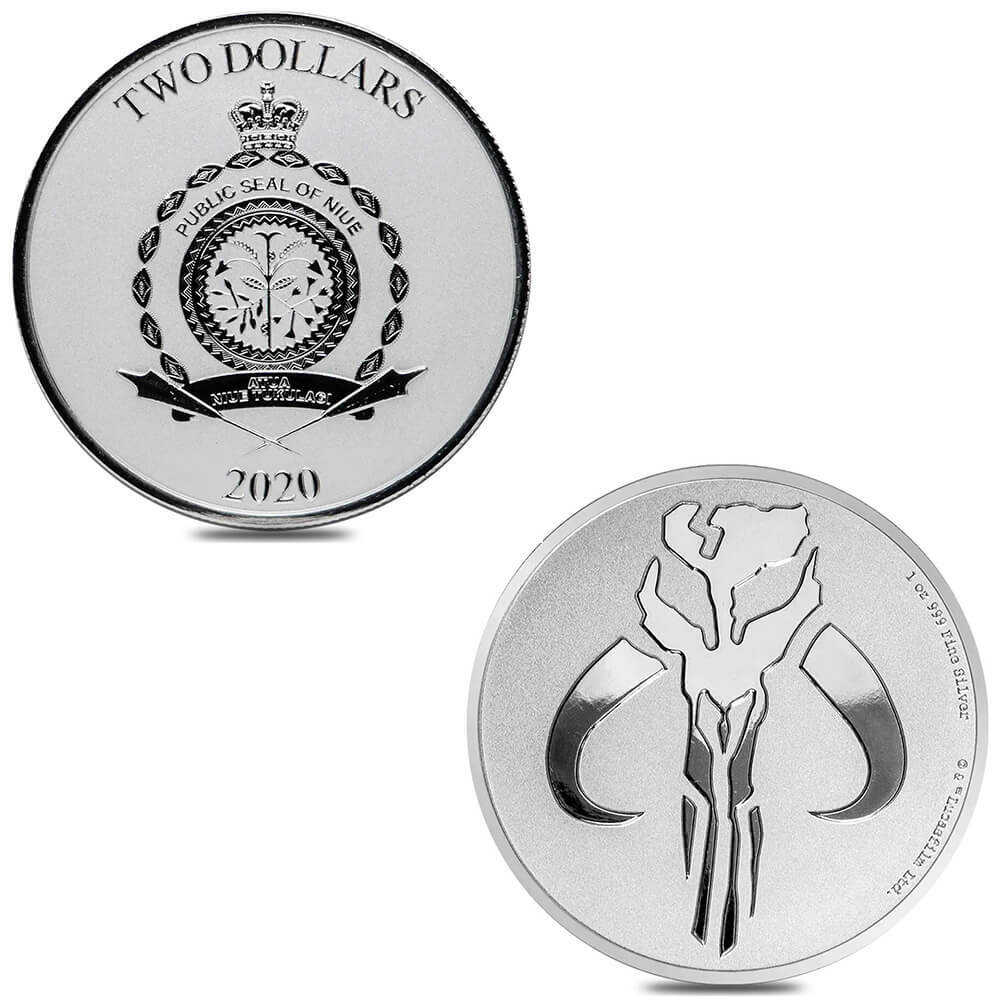 2020 Niue 1 oz Star Wars Mandalorian Mythosaur Silver Coin BU thumbnail 3