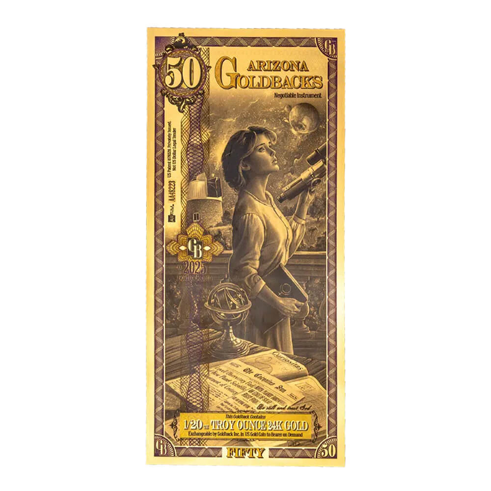 50 Arizona Goldback 1/20 oz 24K Gold Foil Aurum Note