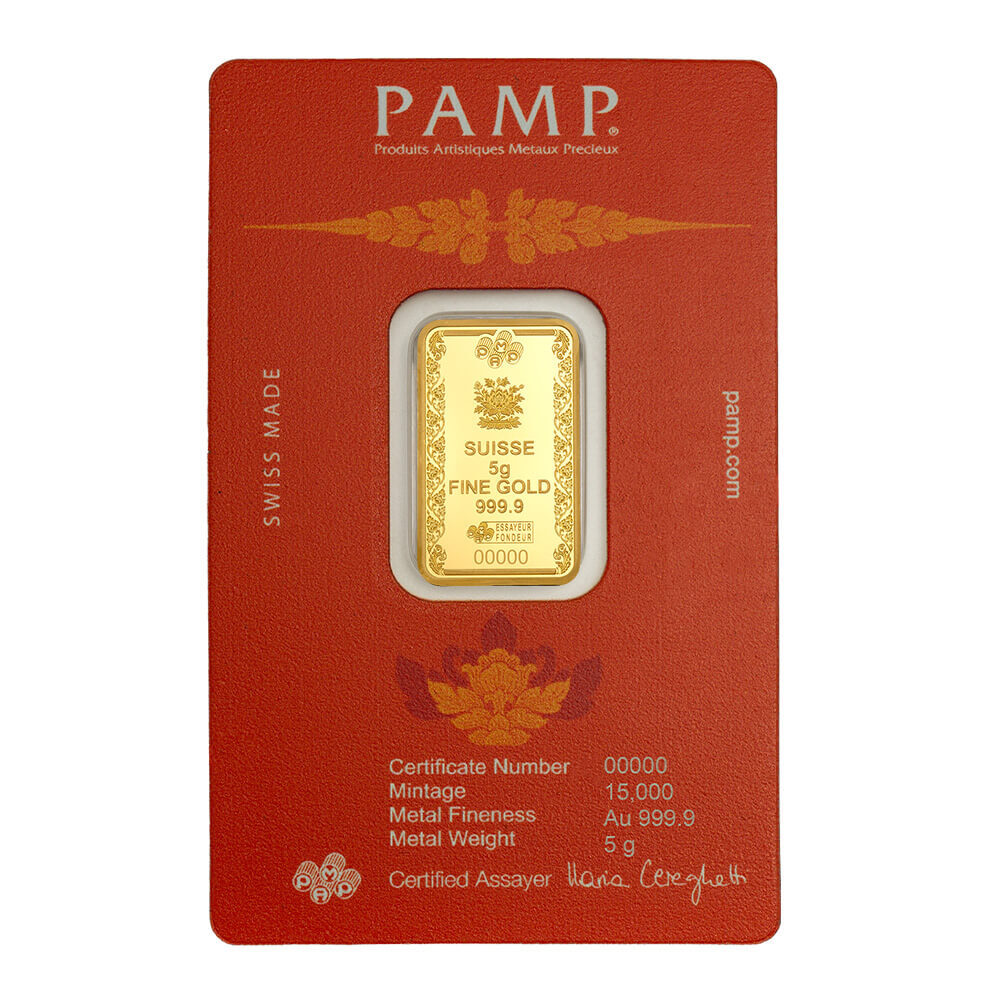 5 Gram PAMP Suisse Buddha Gold Bar .9999 Fine (in Assay) thumbnail 3