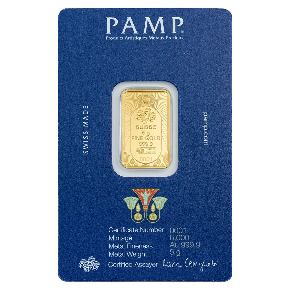 5 Gram PAMP Suisse Lucky Scarab Gold Bar .9999 Fine (in Assay) thumbnail 3