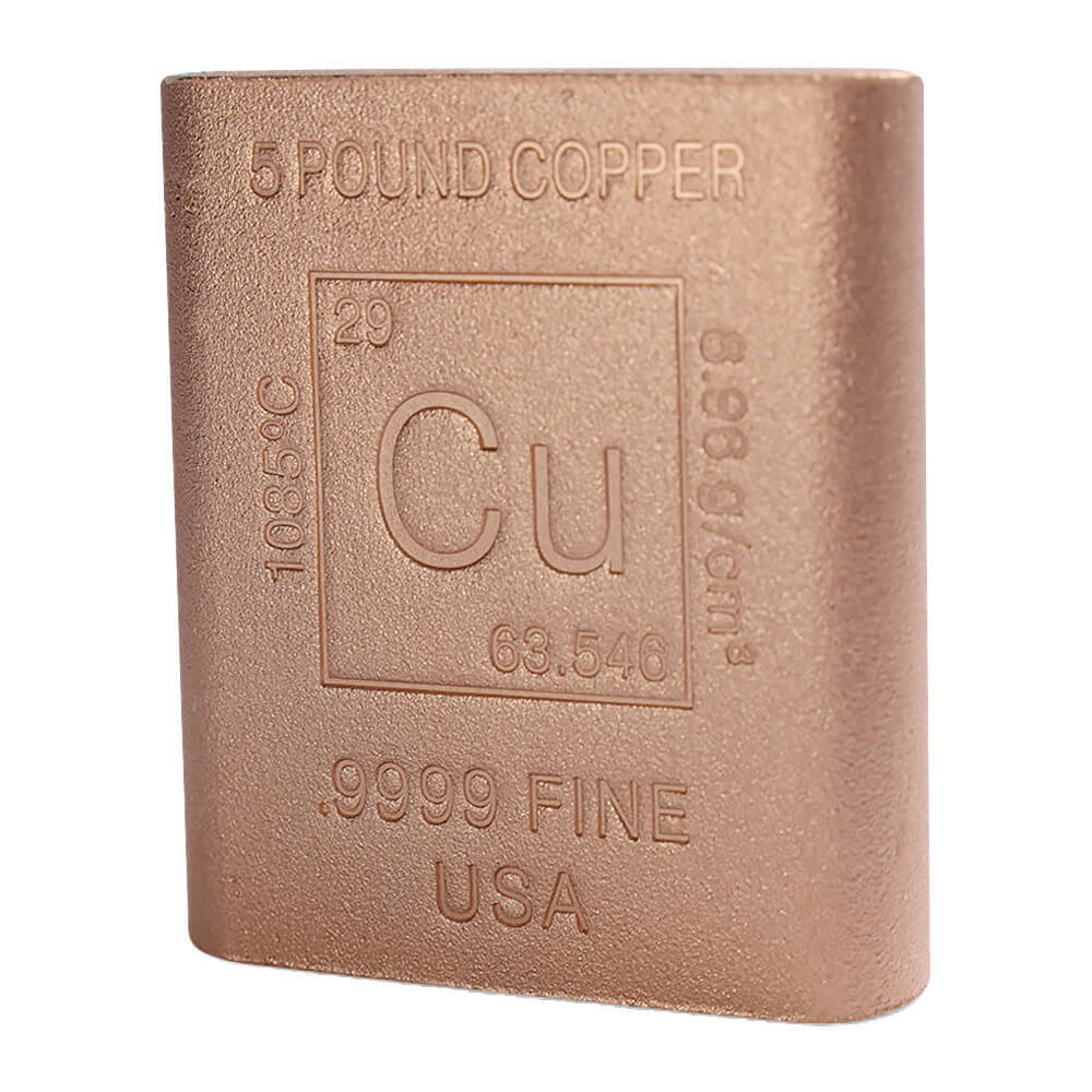 5 Pound Copper Element Bar .9999 Fine (Rounded Edges) thumbnail 3
