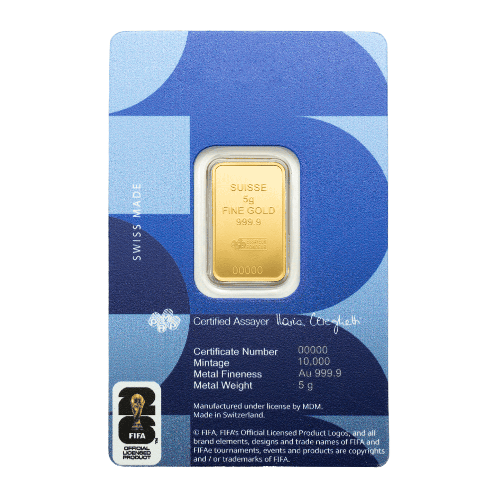 5 Gram PAMP Suisse FIFA World Cup 26™ Gold Bar .9999 (in Assay) thumbnail 3