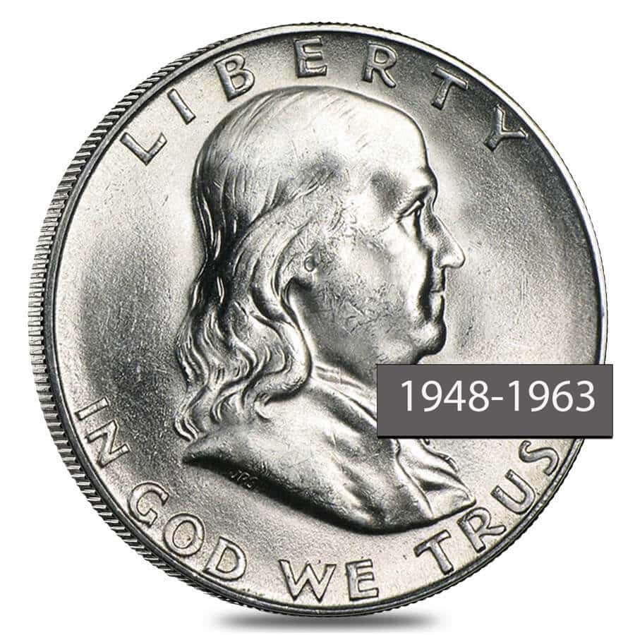 $10 Face Value Franklin Half Dollars 90% Silver 20-Coin Roll BU (1948-1963) thumbnail 2