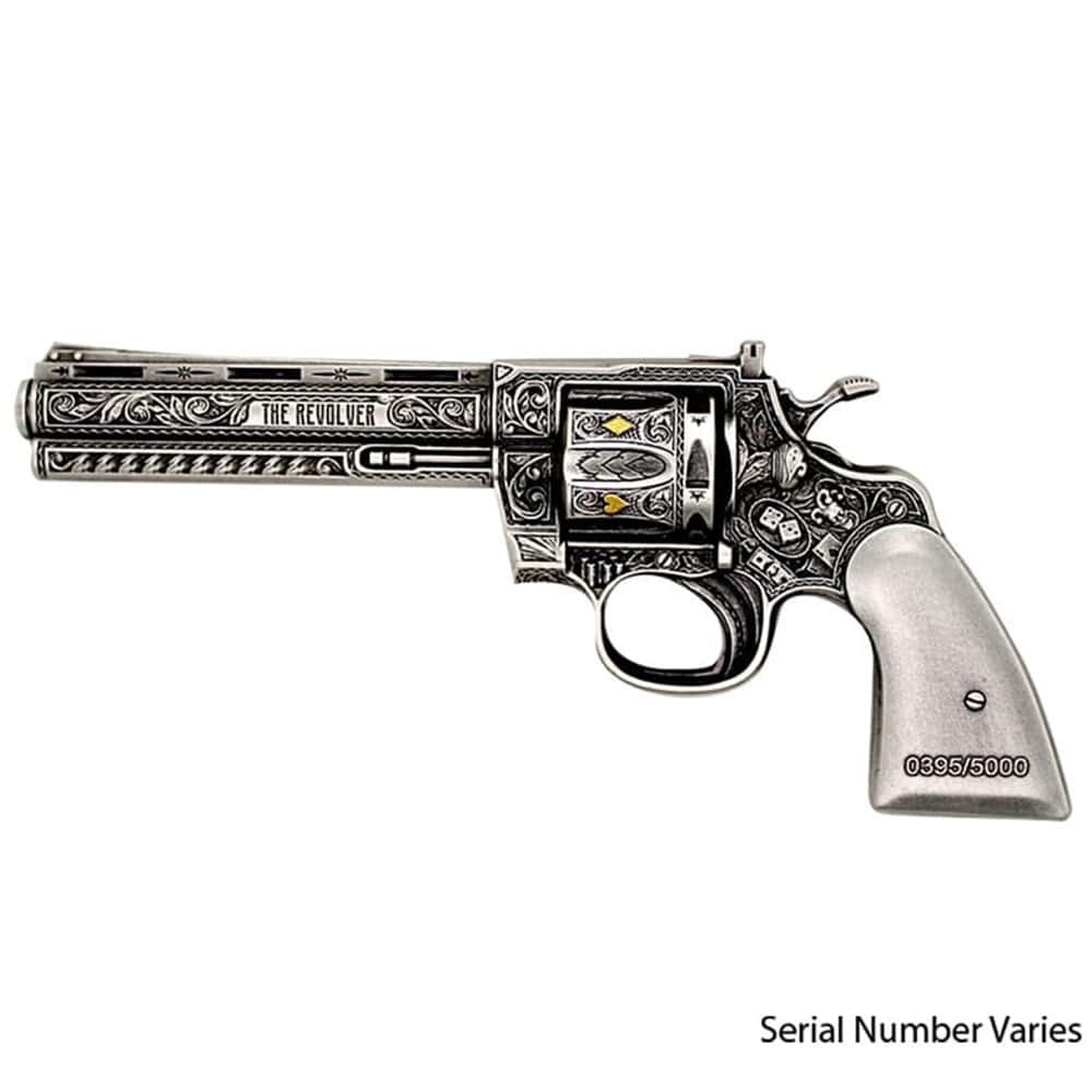 2023 Chad 2 oz Silver Revolver Gun Shaped Antiqued High Relief Coin .999 Fine (w/Box) thumbnail 2