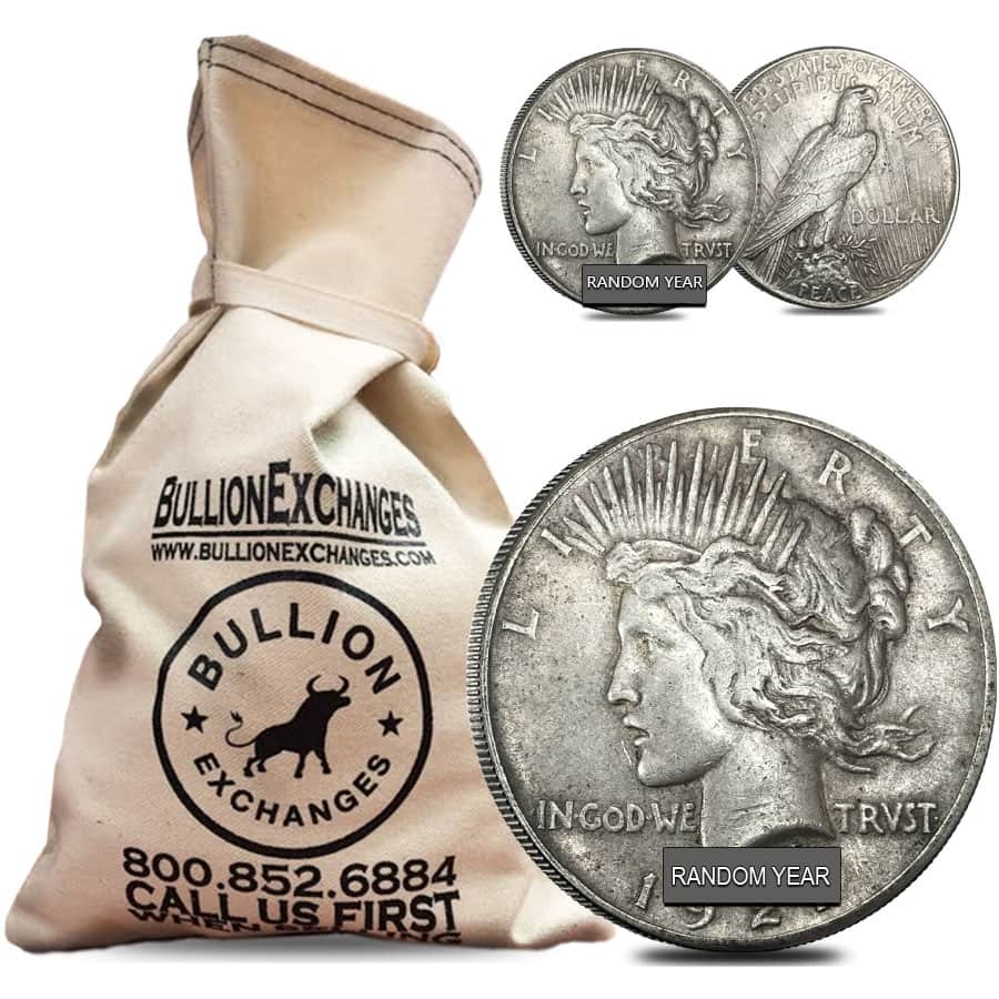 $100 Face Value Bag - 100 Coins - 1922-1935 Peace Silver Dollar VG-XF (Random Year)