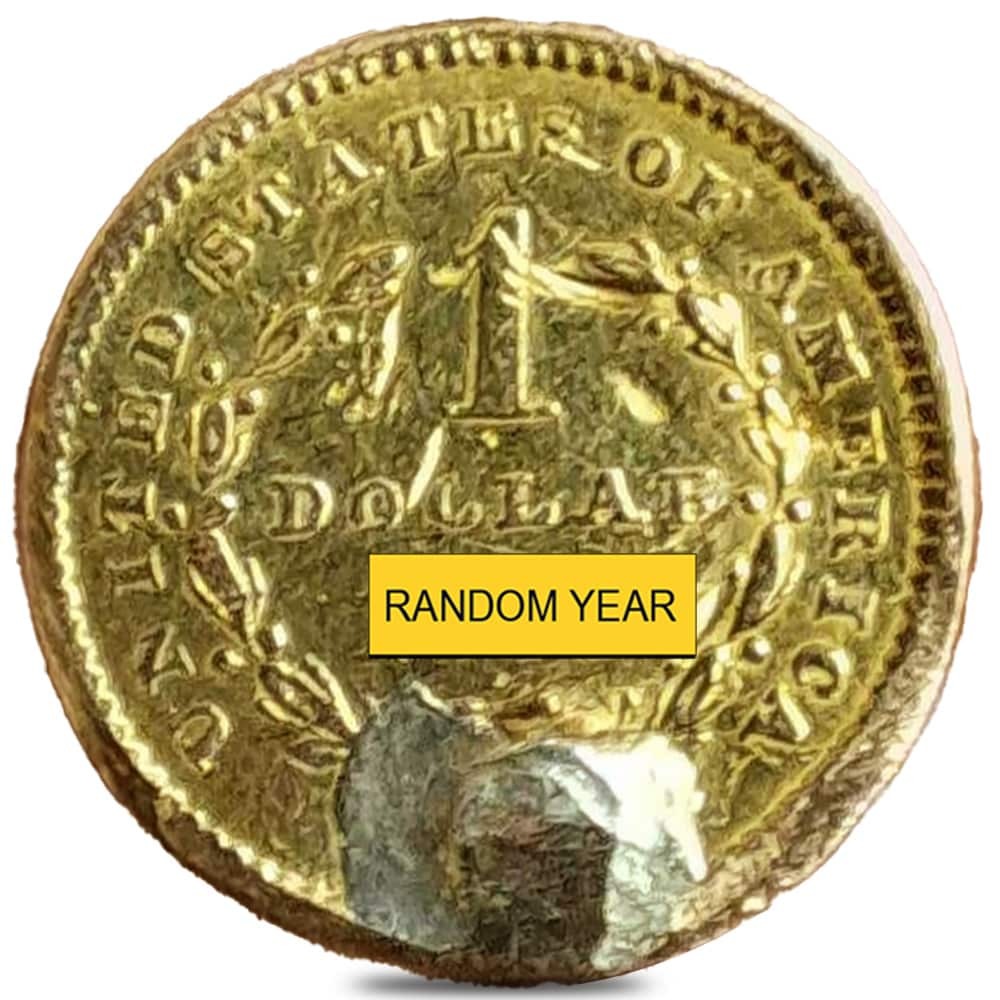 $1 Gold Liberty Head Type 1 - Ex Jewelry (Random Year) thumbnail 2