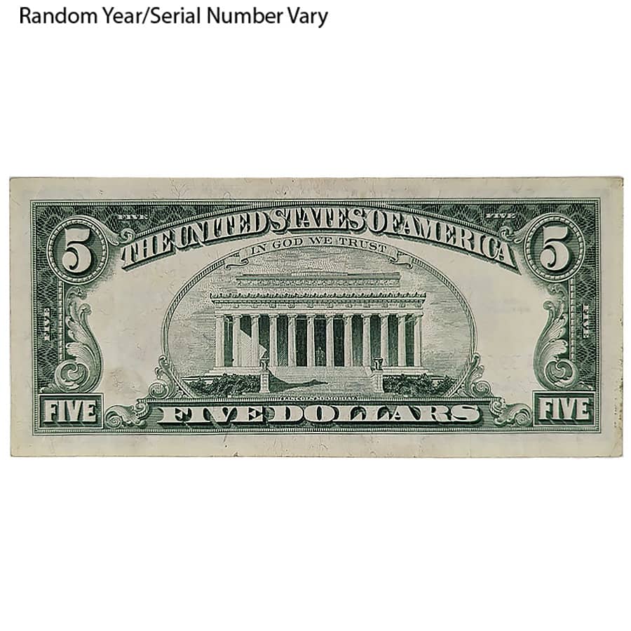 $5 Bill Legal Tender Currency Note Red Seal Avg Circ (Random Year) thumbnail 2