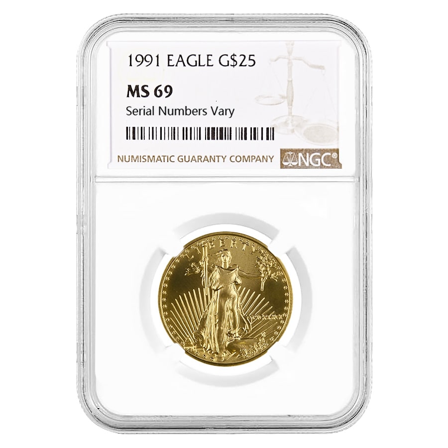 1991 1/2 oz $25 Gold American Eagle NGC MS 69