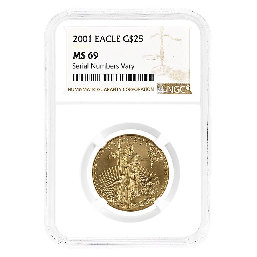 2001 1/2 oz $25 Gold American Eagle NGC MS 69