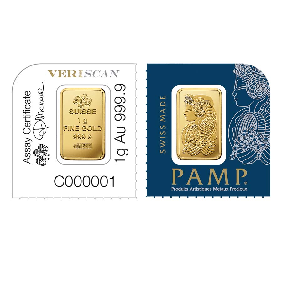 1 Gram Gold Bar - PAMP Suisse Lady Fortuna .9999 Fine (in Assay from Multigram+25) thumbnail 3