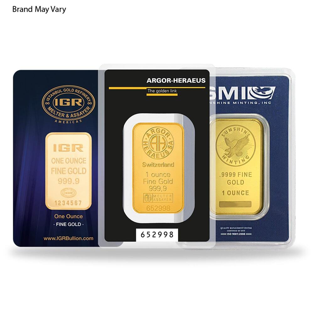 1 oz Random Brand Gold Bar .999+ Fine (in Assay)