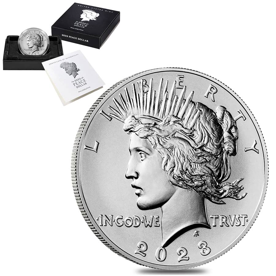 2023 Peace Silver Dollar .999 Fine (w/Box & COA)