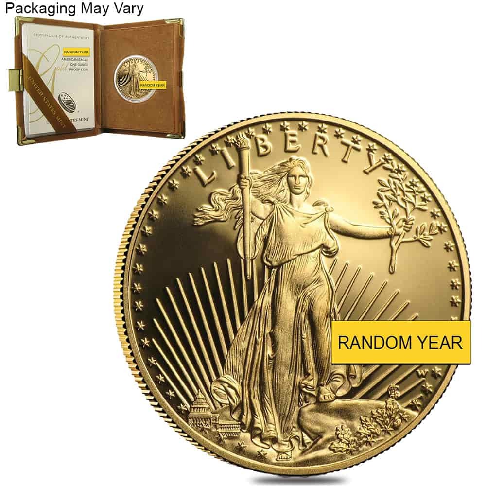 1 oz Proof Gold American Eagle $50 Coin w/Box & COA (Random Year) thumbnail 2