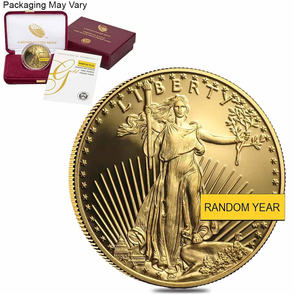 1 oz Proof Gold American Eagle $50 Coin w/Box & COA (Random Year) thumbnail 3