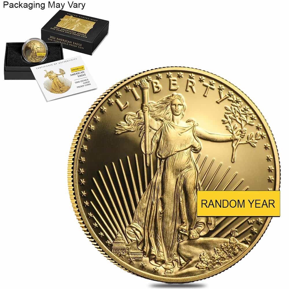 1 oz Proof Gold American Eagle $50 Coin w/Box & COA (Random Year) thumbnail 4