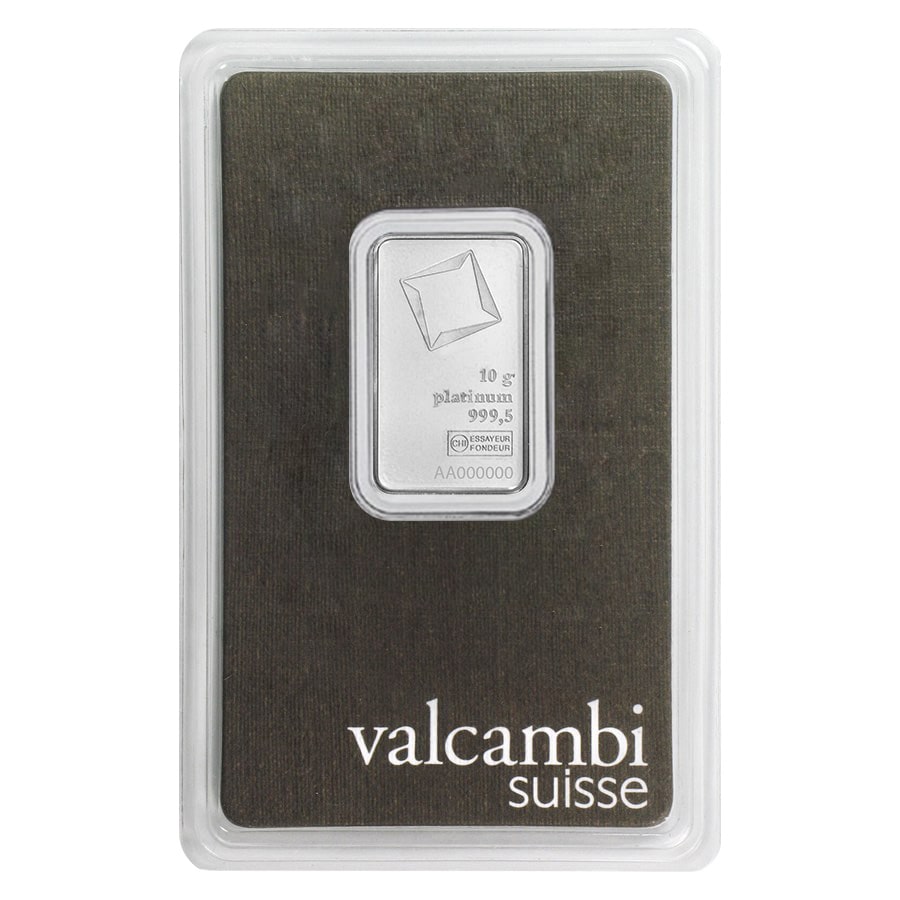 10 Gram Platinum Bar - Valcambi Suisse .9995 Fine (in Assay) thumbnail 2