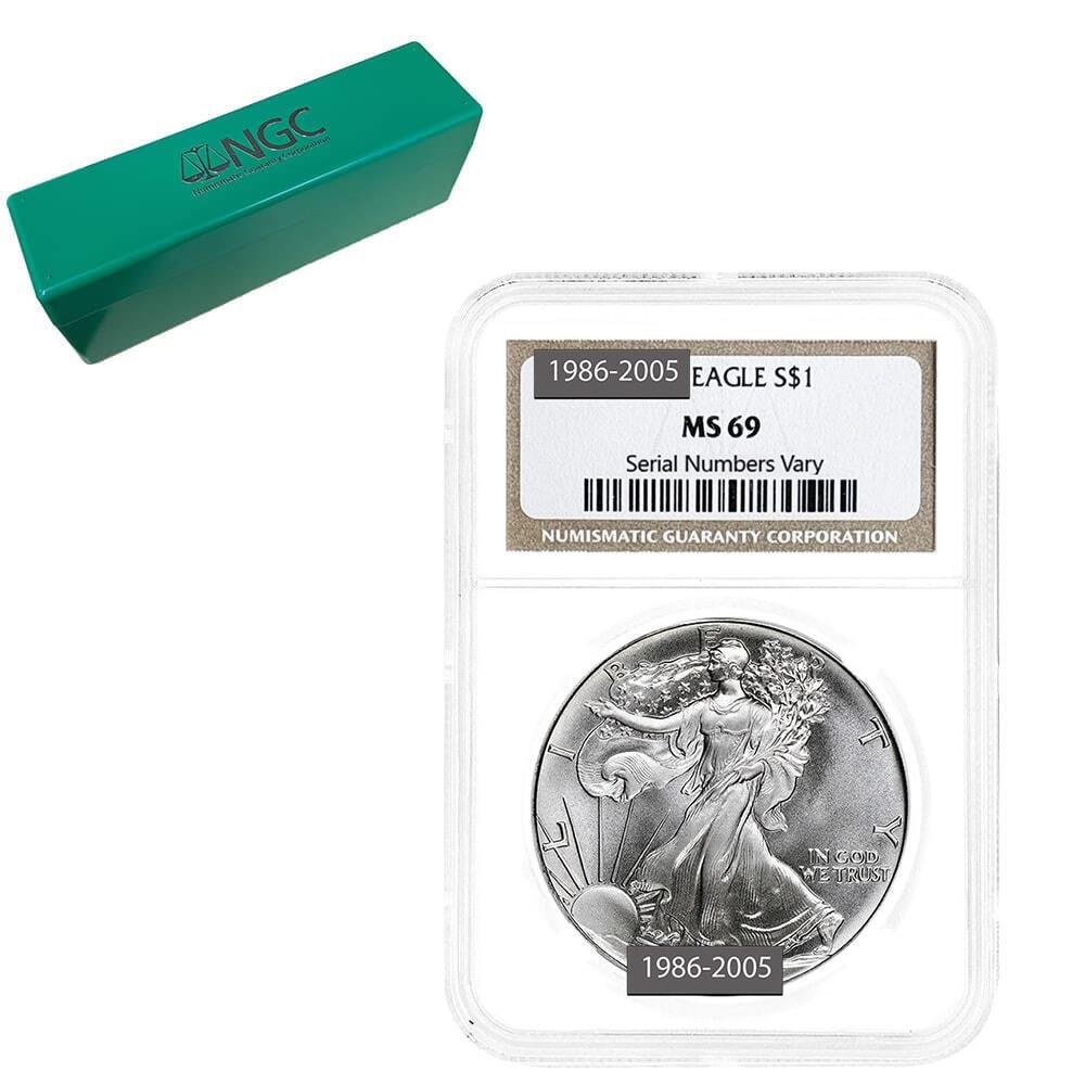 1986-2005 Silver American Eagle 20-Coin Set NGC MS 69 (w/Box)