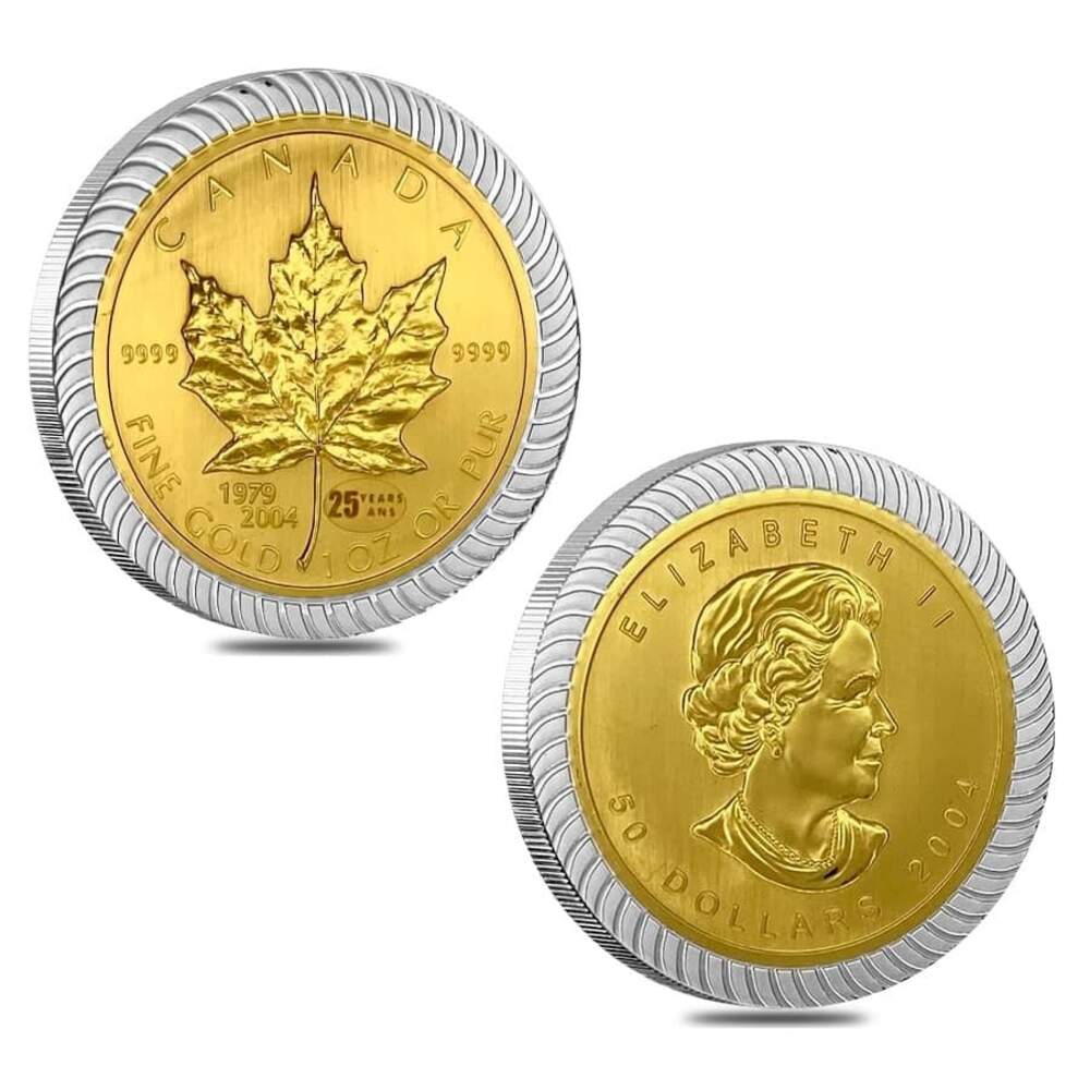 2004 Canada 1.94 oz Gold / Silver Maple Leaf 25th Ann. Bi-Metallic 6-Coin Set (w/Box & COA) thumbnail 2