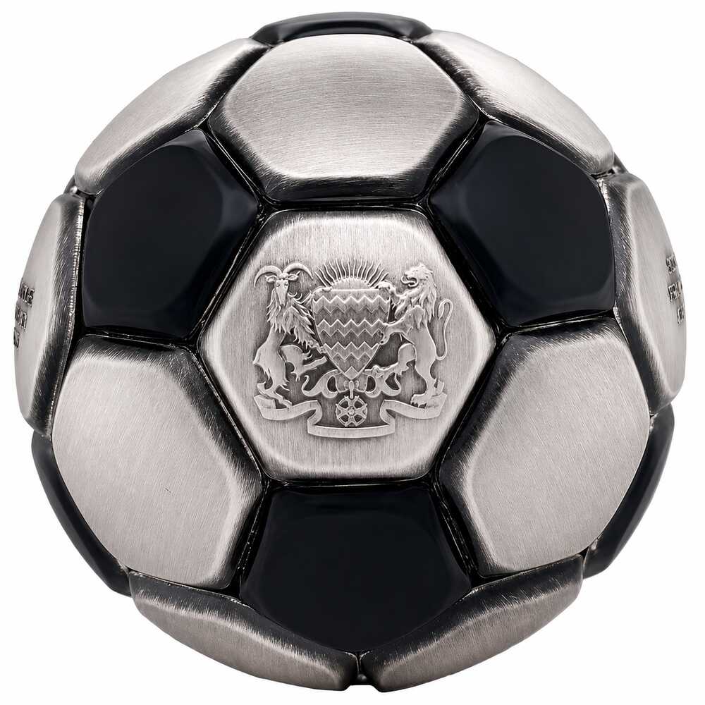 2022 Chad 30 Gram Silver Soccer Ball Spherical Antiqued Coin .999 Fine (w/Box) thumbnail 2
