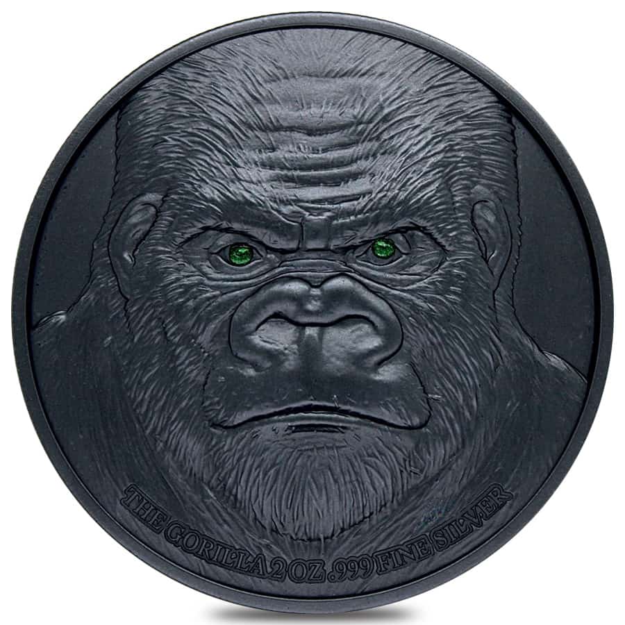 2023 Chad 2 oz Silver Black Gorilla High Relief Coin .999 Fine (w/Box) thumbnail 2