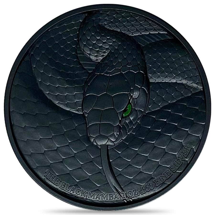 2023 Chad 2 oz Silver Black Mamba High Relief Coin .999 Fine (w/Box) thumbnail 2