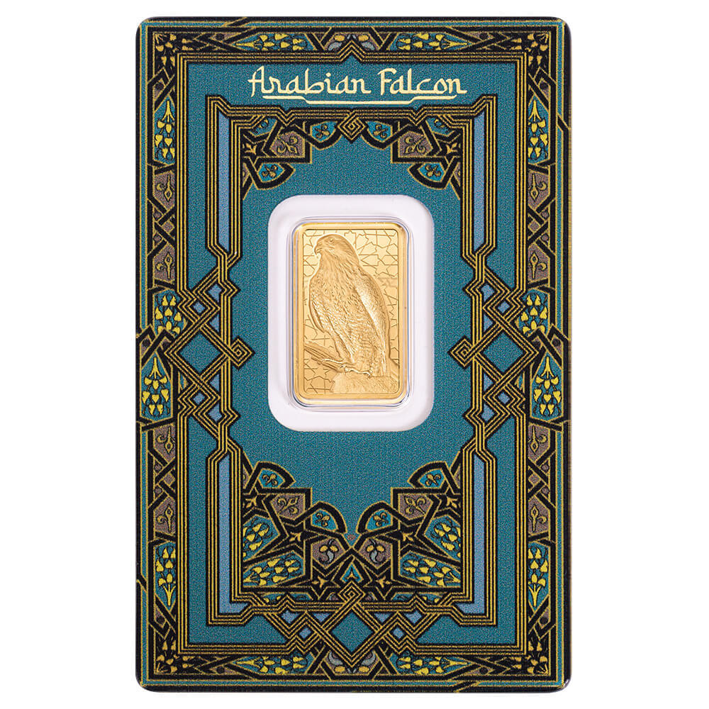5 Gram PAMP Suisse Arabian Falcon Gold Bar .9999 Fine (w/ Frame) thumbnail 2