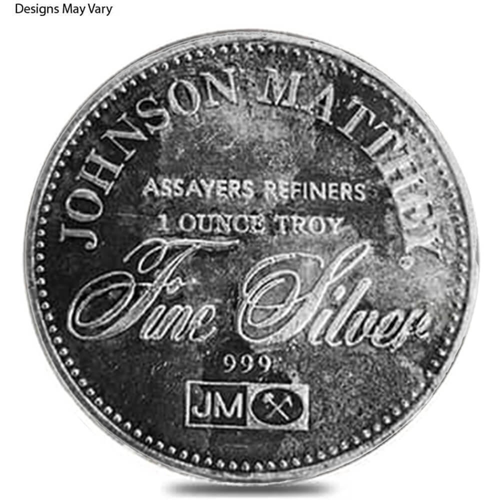 1 oz Johnson Matthey Silver Round .999 Fine (Random Design) thumbnail 3