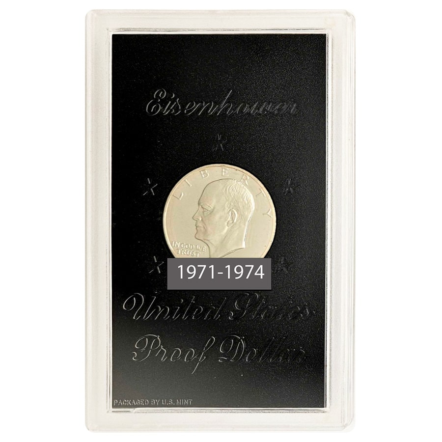 1971-1974 S Proof Eisenhower Dollar 40% Silver Brown Box (Mint Sealed) thumbnail 2