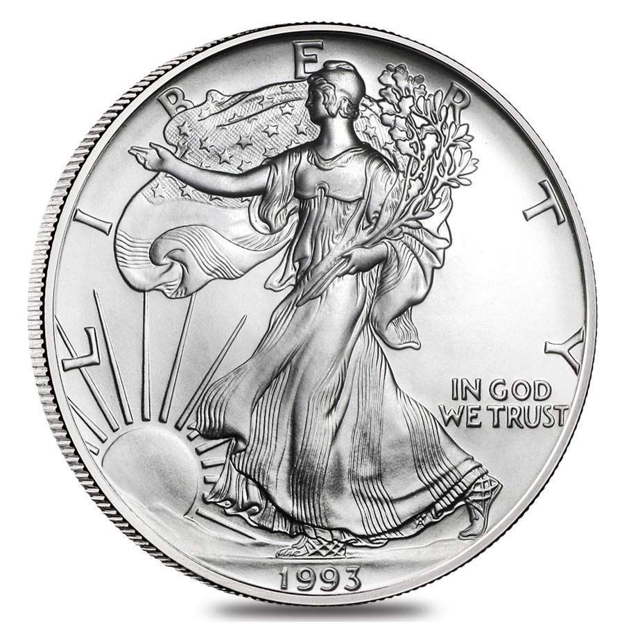 Roll of 20 - 1993 1 oz Silver American Eagle $1 Coin BU thumbnail 2