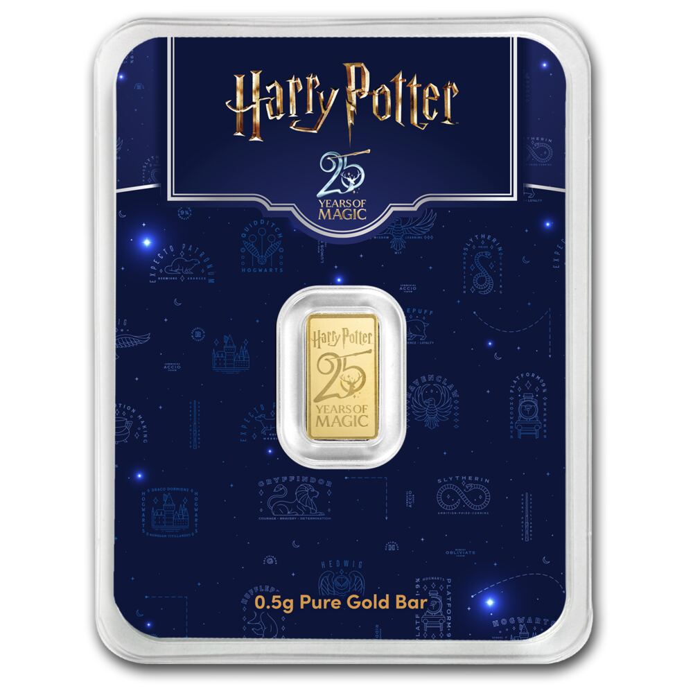 1/2 Gram Harry Potter 25th Anniversary Gold Bar .9999 Fine (in TEP) thumbnail 2