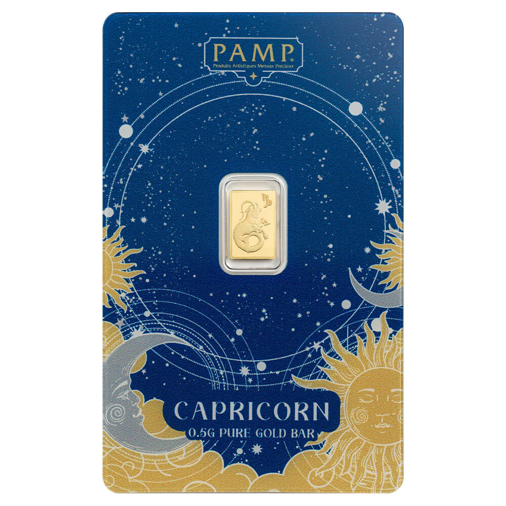 1/2 Gram PAMP Suisse Capricorn Zodiac Gold Bar (in Assay) thumbnail 2