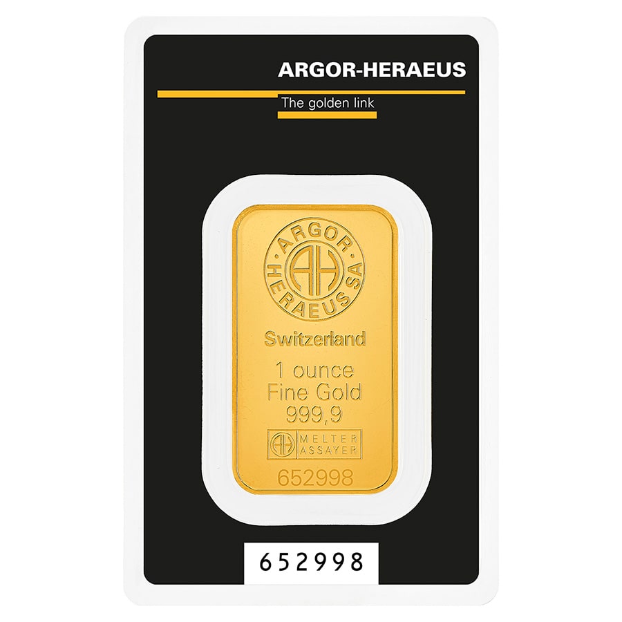 1 oz Gold Bar - Argor-Heraeus .9999 Fine (in Assay) thumbnail 2