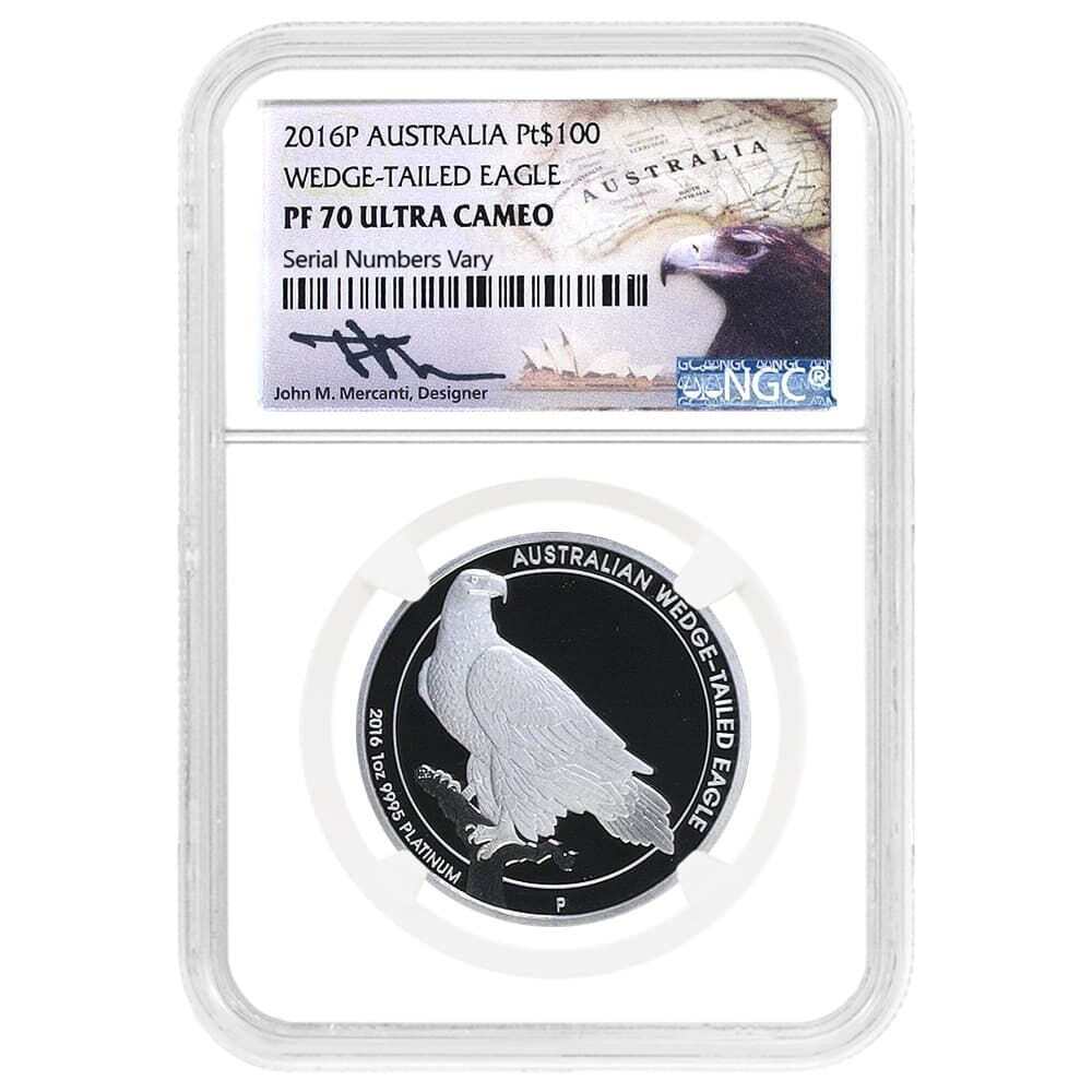 2016 1 oz Proof Platinum Australian Wedge-Tailed Eagle Perth Mint NGC PF 70 UCAM (John M. Mercanti) thumbnail 2