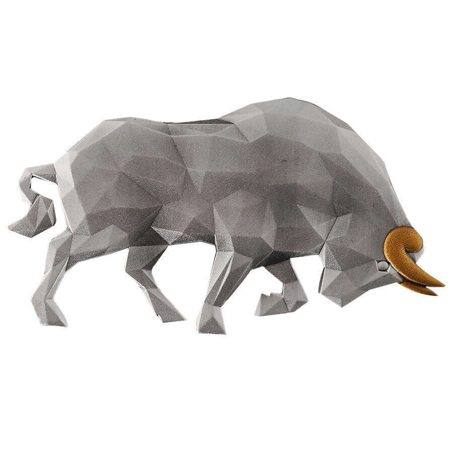 2024 Chad 1 oz Silver Multifaceted Bull Shaped Coin .999 Fine thumbnail 2