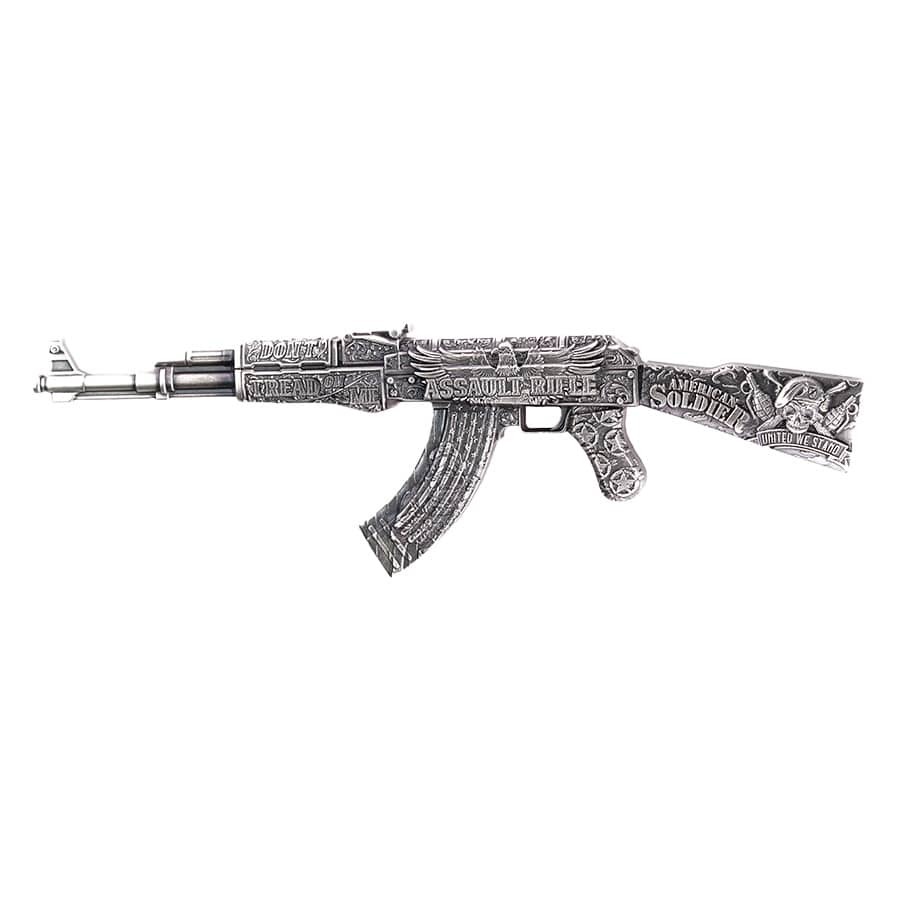 2024 Chad 2 oz Silver Assault Rifle Antiqued Shaped Coin .999 Fine thumbnail 3
