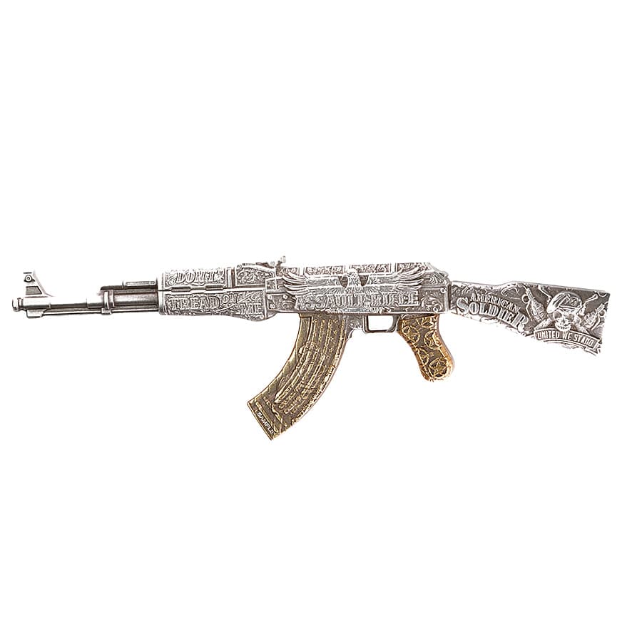 2024 Chad 2 oz Silver Assault Rifle Gilded Shaped Coin .999 Fine thumbnail 2
