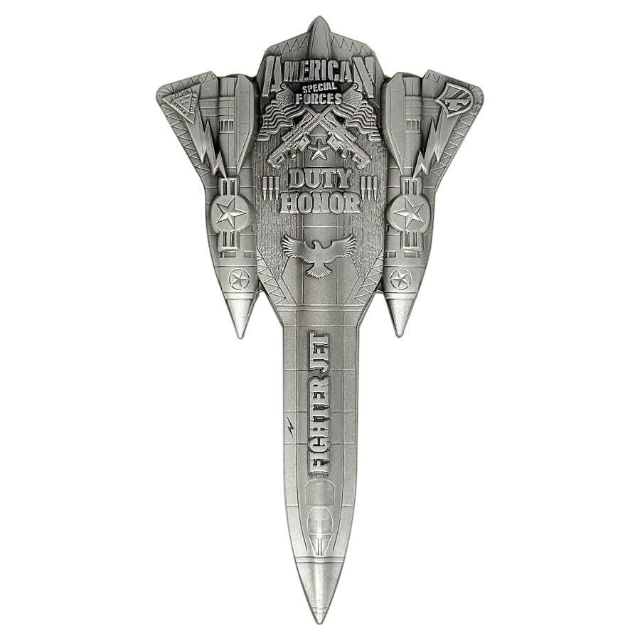 2024 Chad 2 oz Silver Fighter Jet Antiqued Shaped Coin .999 Fine thumbnail 2