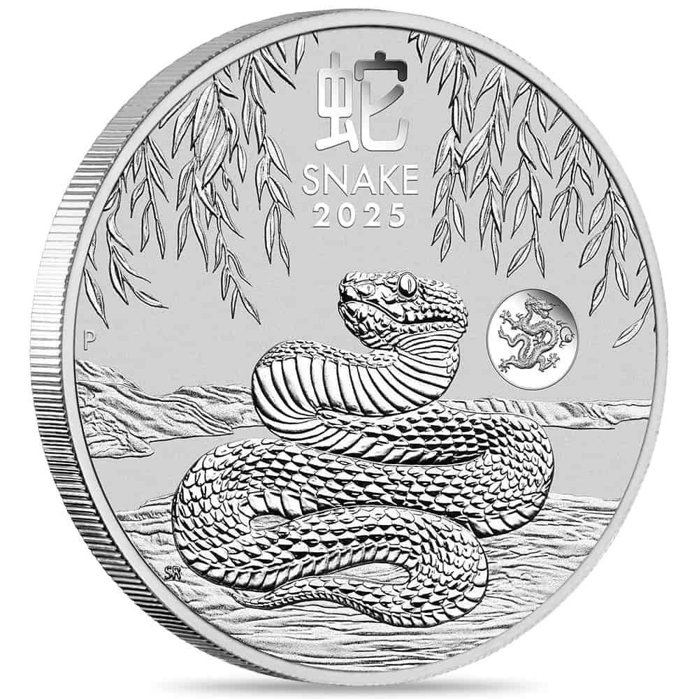 Box of 100 - 2025 1 oz Silver Lunar Snake Dragon Privy BU Australian Perth Mint thumbnail 2