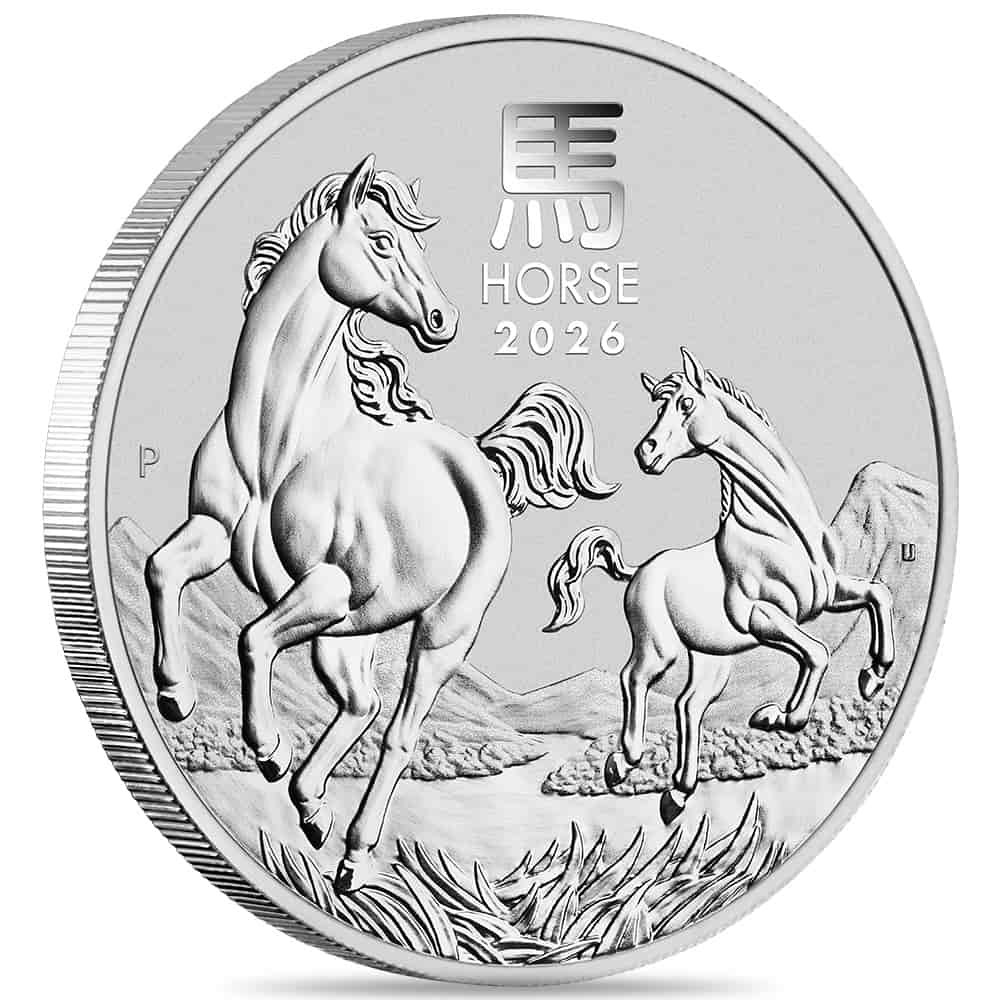 Box of 100 - 2026 1/2 oz Silver Lunar Horse BU Australian Perth Mint thumbnail 2