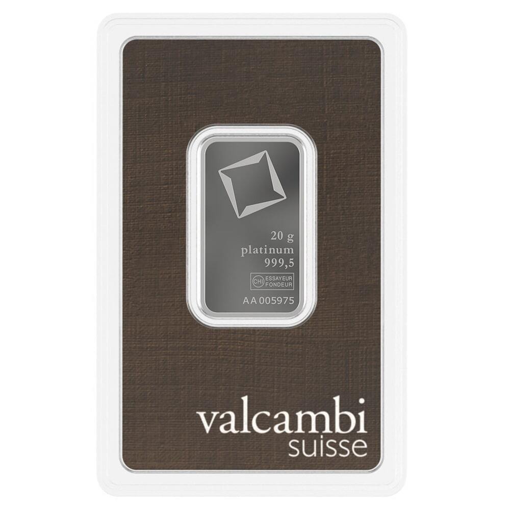 20 Gram Platinum Bar - Valcambi Suisse .9995 Fine (in Assay) thumbnail 2