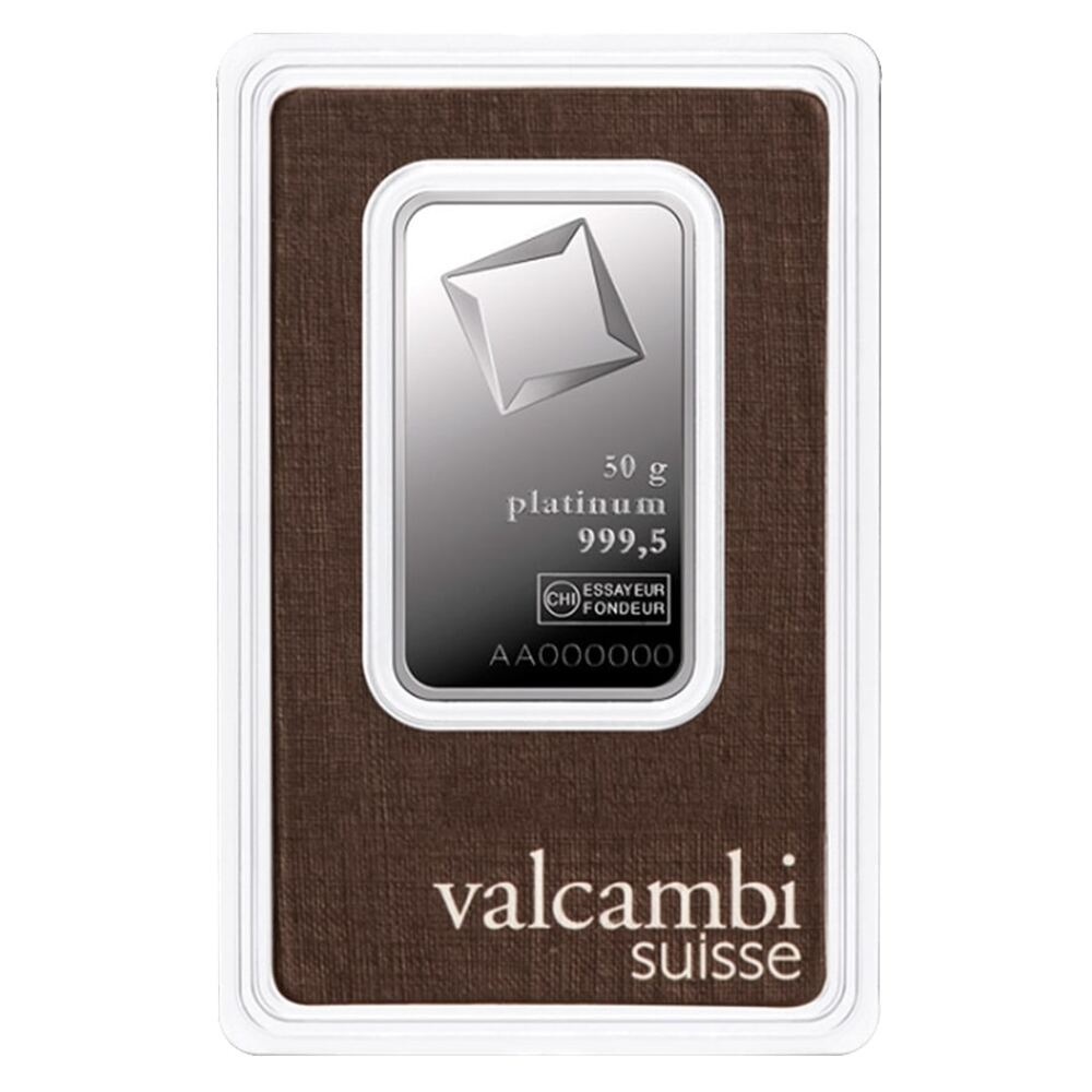 50 Gram Platinum Bar - Valcambi Suisse .9995 Fine (in Assay) thumbnail 2