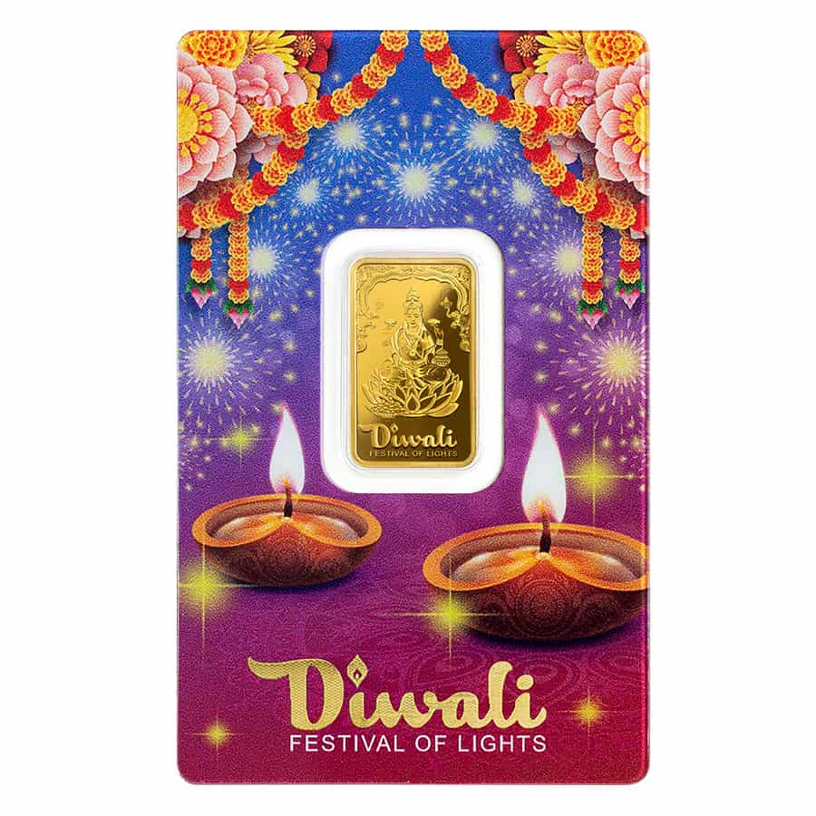 5 Gram PAMP Suisse Diwali Lakshmi Festival of Lights Gold Bar thumbnail 2