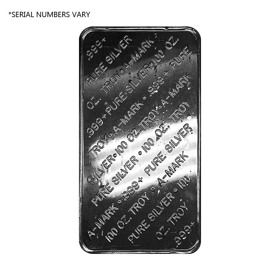 100 oz A-Mark Vintage Pressed Silver Bar .999 Fine thumbnail 3