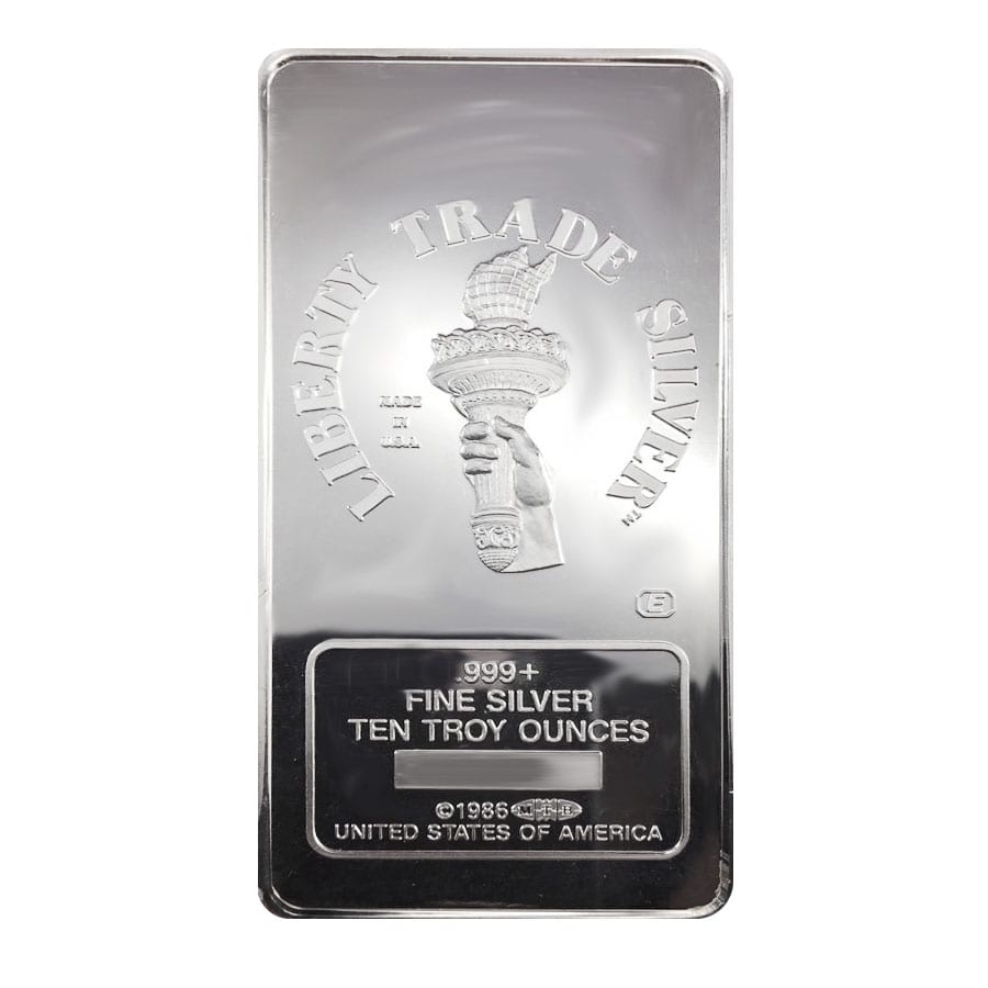 1986 10 oz Engelhard MTB Liberty Trade Silver Vintage Bar .999+ Fine  thumbnail 2